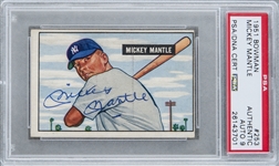 1951 Bowman #253 Mickey Mantle Signed Rookie Card – PSA/DNA MINT 9