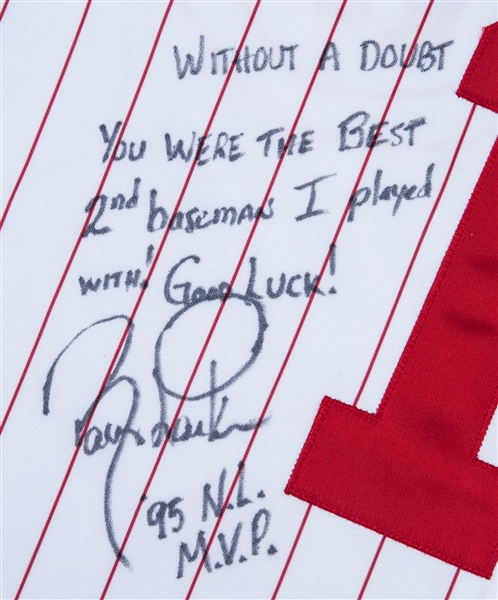 Lot Detail - 1995 Barry Larkin Game Used and Signed/Inscribed Cincinnati  Reds Home Jersey Vest (PSA/DNA)
