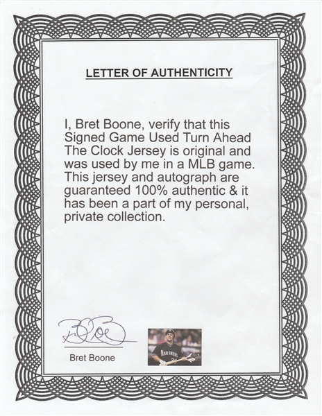 Lot Detail - 1999 Bret Boone Game Used and Signed Atlanta Braves Turn Ahead  The Clock Jersey (Boone LOA)