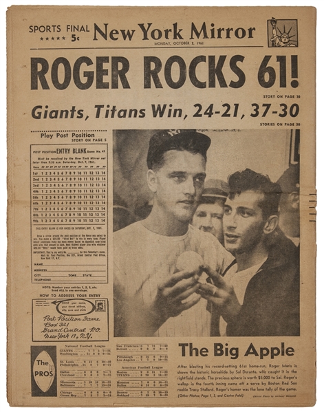 Roger Maris - 61st Home Run - October 1, 1961 S706 — Artful Posters New  York City