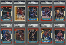 1986/87 Fleer Basketball Signed Complete Set (132) Plus Stickers Complete Set (11) - All PSA/DNA Authentic