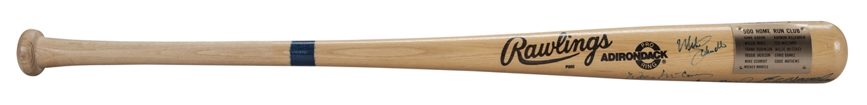 500 Home Run Club  Multi- Signed Bat with 11 Signatures Including Williams & Mantle (PSA/DNA)-Mantles Personal Bat