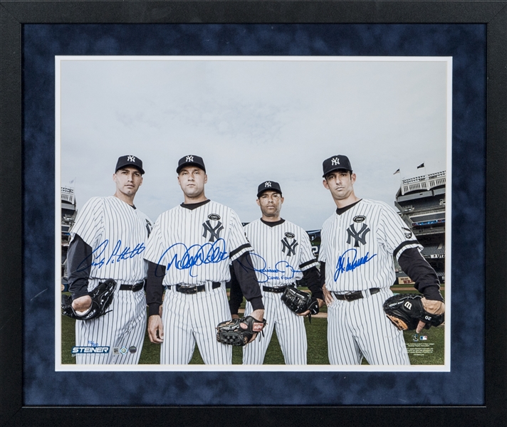 Derek Jeter, Mariano Rivera, Andy Pettitte & Jorge Posada Signed LE Yankees  Core Four Majestic Authentic Jersey with (5) World Series Patches  (Steiner COA)
