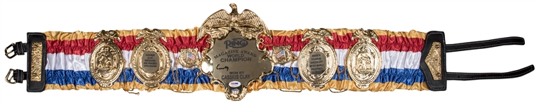 Cassius Clay (Muhammad Ali) Signed Ring Magazine Championship Belt Award For 1975 Thrilla In Manilla Fight Vs. Joe Frazier  (PSA/DNA)