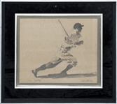 Circa 1968 Lou Gehrig Original Framed Artwork on Board by LeRoy Neiman In 23 x 26 Framed Display (PSA/DNA)