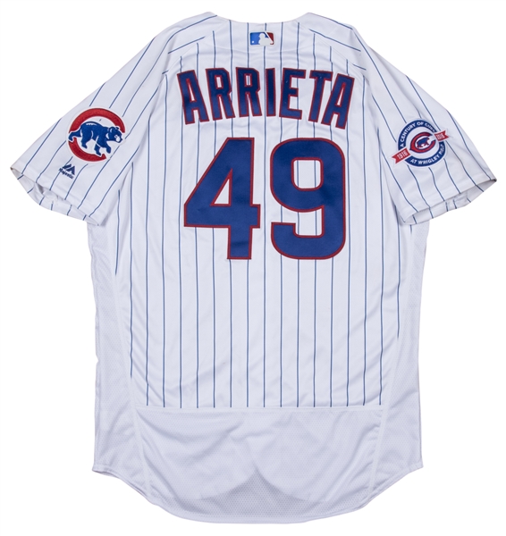 Lot Detail - 2016 Jake Arrieta Game Used Chicago Cubs Home Pinstripe Jersey  Worn vs Colorado on 4/16/16 (MLB Authenticated)