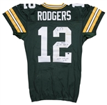 2015 Aaron Rodgers Game Used and Signed/Inscribed Green Bay Packers Home Jersey Worn on 9/20/15 Vs. Seattle (Rodgers LOA & Fanatics)Photo Matched