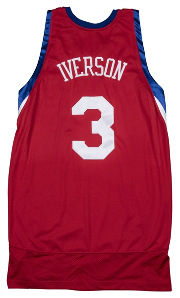 Lot Detail - 2009-2010 Allen Iverson Game Used Philadelphia 76ers Red Road  Jersey