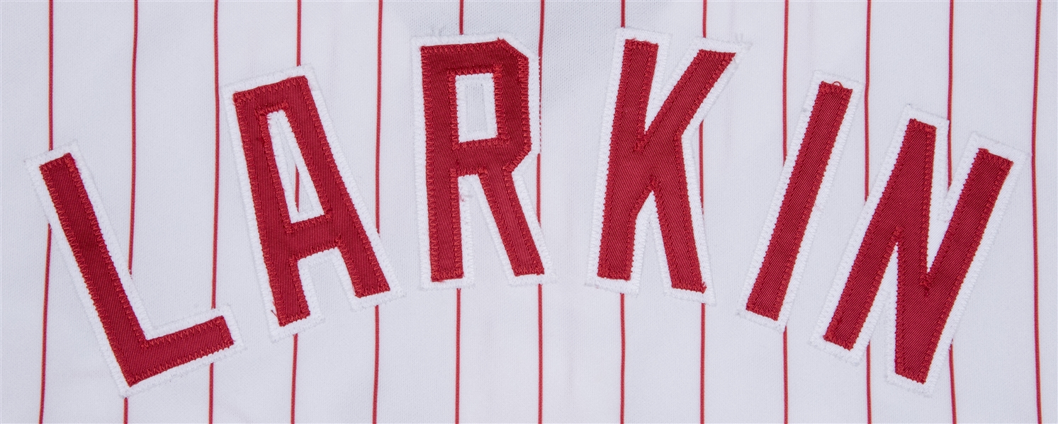 Barry Larkin Signed Framed Cincinnati Reds White Custom Jersey with HOF 2012 Inscription