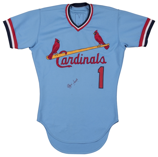 Lot Detail - 1982 Ozzie Smith Game Used and Signed St. Louis Cardinals  Powder Blue Jersey (PSA/DNA, Herzog LOA & Pujols Foundation LOA)