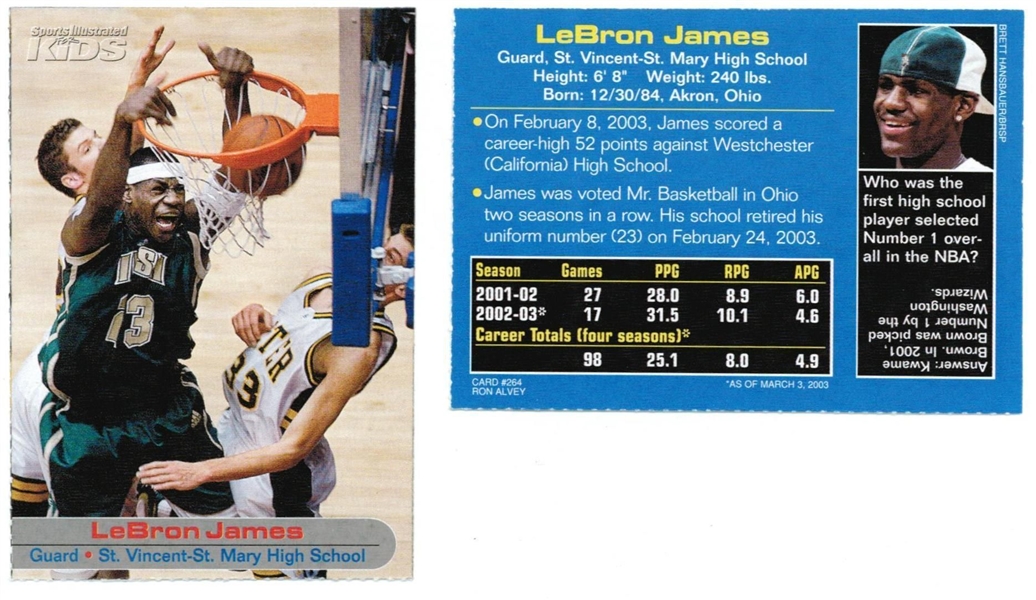 lebron james sports illustrated rookie card