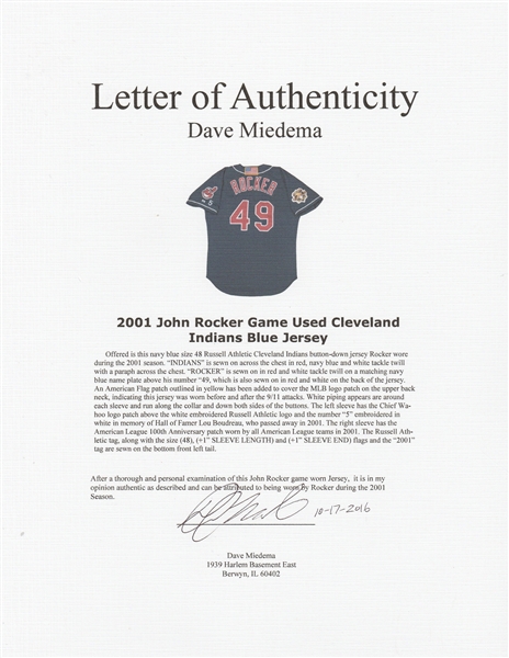 John Rocker Jersey - Cleveland Indians 2001 Alternate Throwback