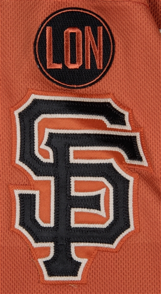 San Francisco Giants #7 Gregor Blanco 's Game-Used Orange Friday Jersey  worn on August 28th, 2015 vs. the St. Louis Cardinals (Giants won 5-4)