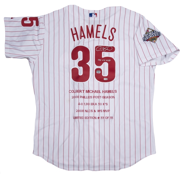 Cole Hamels Phillies Game Used Worn Jersey 2 Games Signed Photo