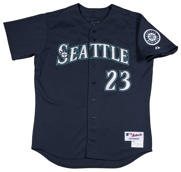 Lot Detail - 2014 Lloyd McClendon Game Worn, Signed & Inscribed Seattle  Mariners Road Alternate Navy Blue Jersey (McClendon LOA)