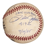1985 Pete Rose Game Used ONL Feeny Baseball from Record Setting 4,192nd Career Hit - Signed By Rose, and Signed & Inscribed by Dave Parker (MEARS & PSA/DNA)