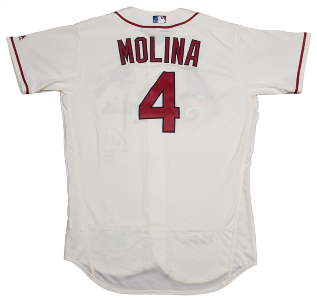 Lot Detail - 2016 Yadier Molina Game Used and Signed St. Louis Cardinals  Road Jersey (Molina LOA)