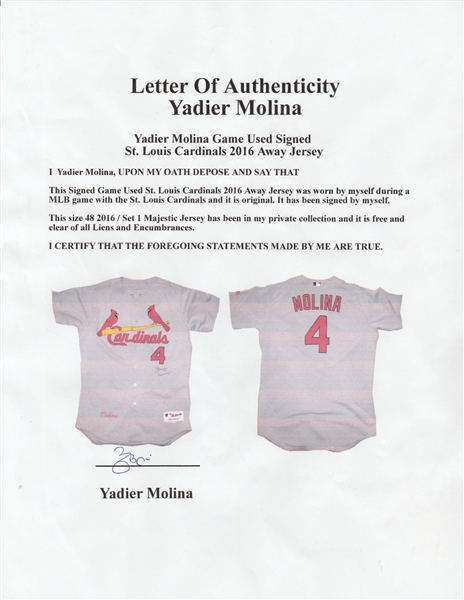 YADIER MOLINA St. Louis Cardinals 2006 Majestic Authentic