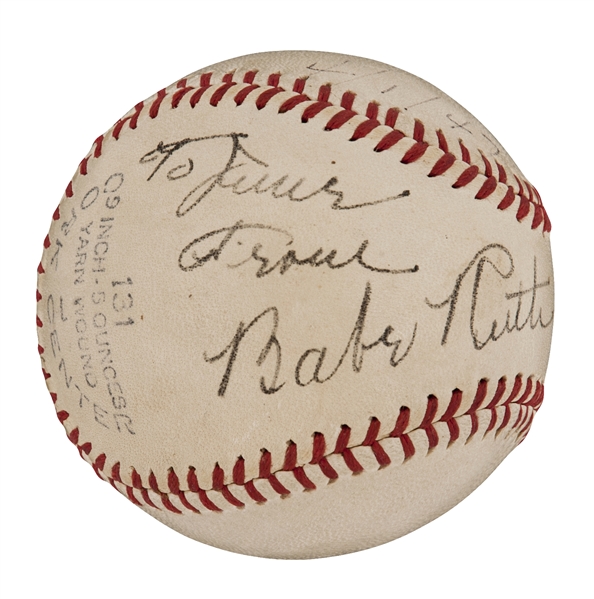 Lot Detail - Circa 1947 Babe Ruth Single Signed and Personalized