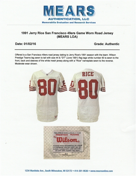 jerry rice game worn jersey