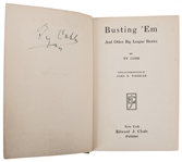 1914 Ty Cobb Signed First Edition "Busting Em"  Hard Cover Book with Original Box Display (PSA/DNA)