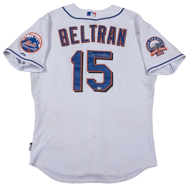 Lot Detail - 2008 Carlos Beltran Game Used and Signed New York Mets Home  Jersey for Final Game at Shea Stadium on 09/28/08 (Mets-Steiner LOA &  Beckett)