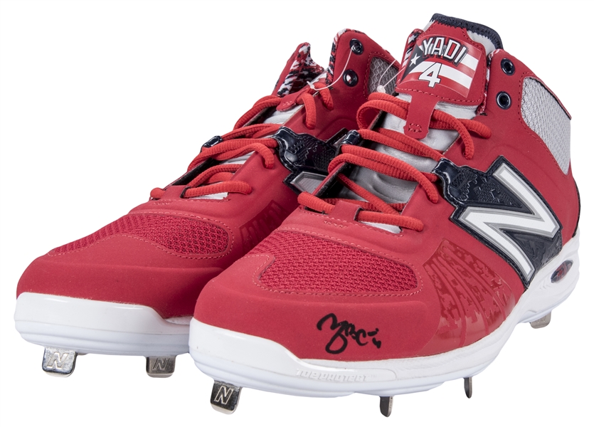 Lot Detail - Yadier Molina Game Issued and Signed New Balance Cleats (Molina  LOA)