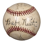 Babe Ruth Multi-Signed Baseball With 5 Signatures Including Ted Williams & Dom DiMaggio (PSA/DNA)