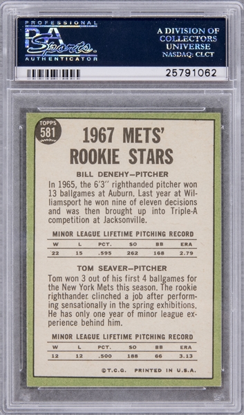 1967 Topps #581 Tom Seaver Rookie Card – PSA MINT 9 on Goldin Auctions