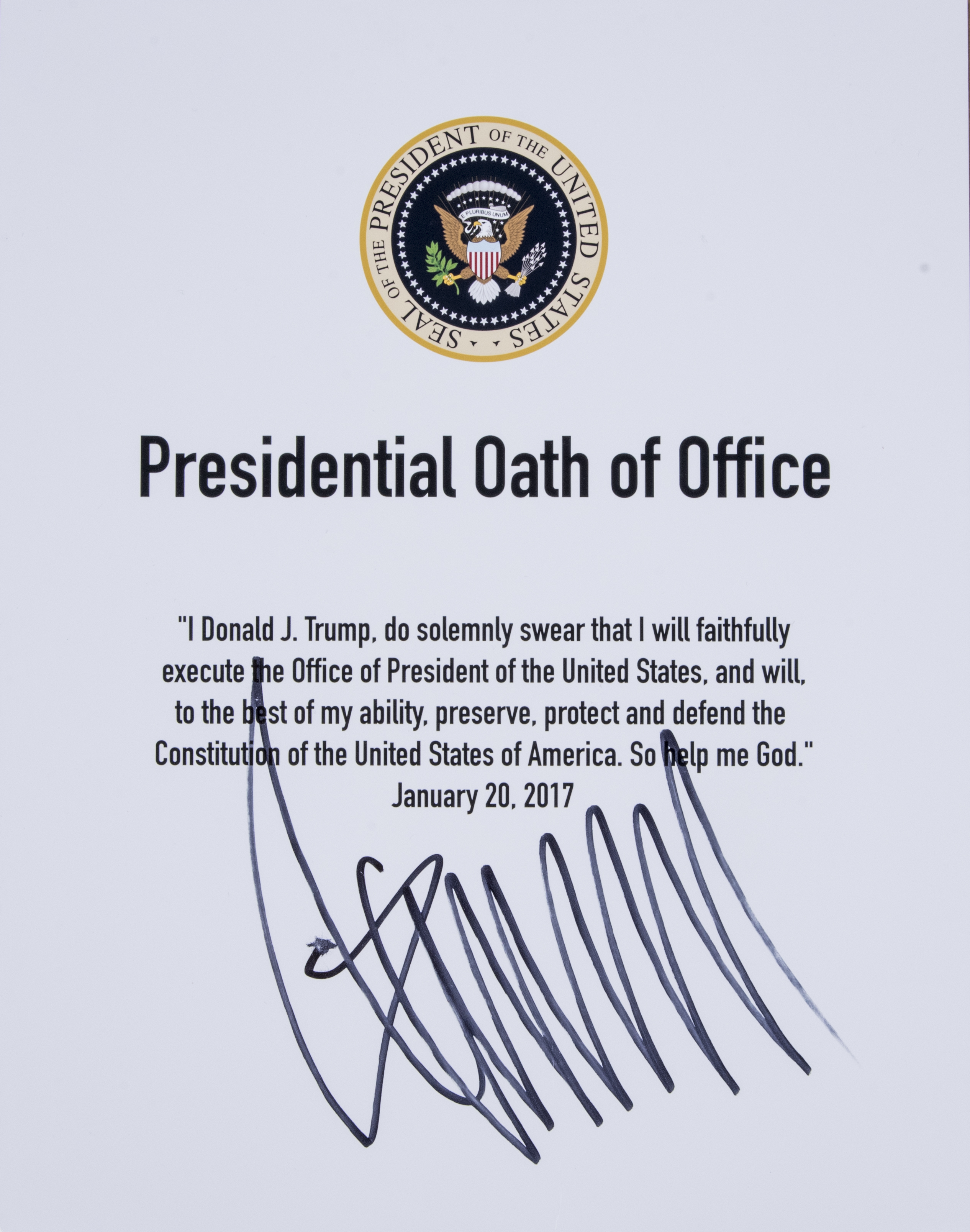Lot Detail Donald Trump Signed Oath Of Office Signed Prior To His Inauguration Jsa