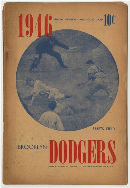 1946 Brooklyn Dodgers Ultra RARE Scored Program- Jackie Robinsons First Dodgers Appearance On 04/11/47 