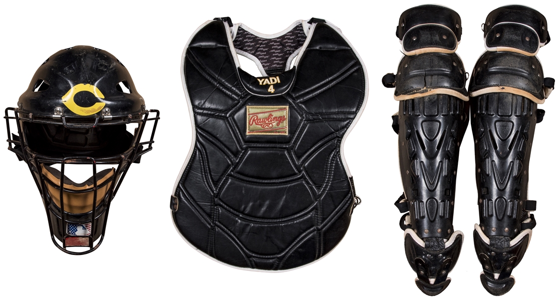 Yadier Molina Signed Gold Glove Catcher Chest Protector Metal Cutout - BAS