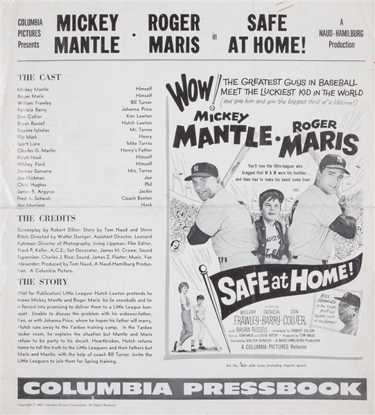Posterazzi Safe At Home From Left Mickey Mantle Roger Maris 1962 Movie  Masterprint Poster Print, (28 x 22)