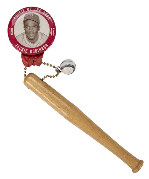 1947 Jackie Robinson "Rookie of the Year" Pin with Bat/Baseball Ornament