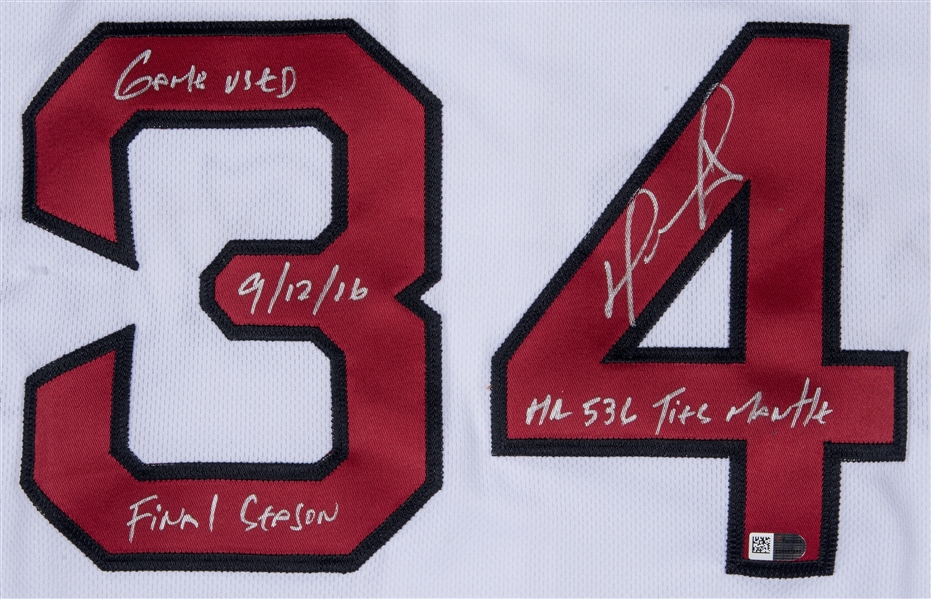 David Ortiz Autographed Game-Used 2016 Home Jersey - Career Home Run #506  Multiple Inscriptions