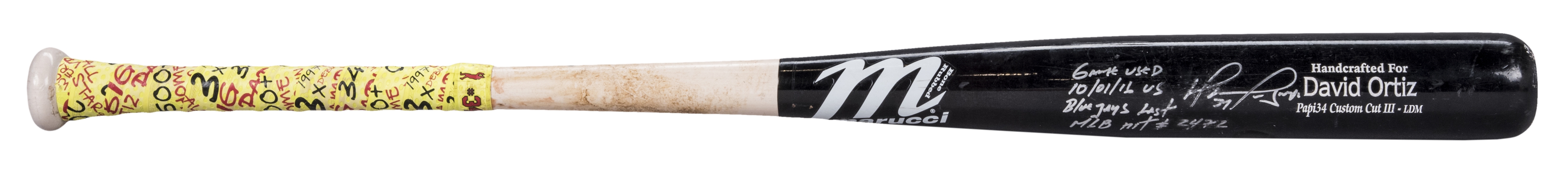 2016 David Ortiz Game Used, Signed & Inscribed Final Career Hit Bat (#2472) Used On 10/01/2016 For Hit #2472 (MLB Authenticated & Fanatics)