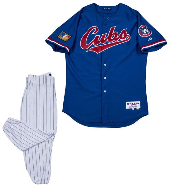 Lot Detail - 2014 Jake Arrieta Game Used 1994 Chicago Cubs Thowback Jersey  and Game Issued Pants (MLB Authenticated)