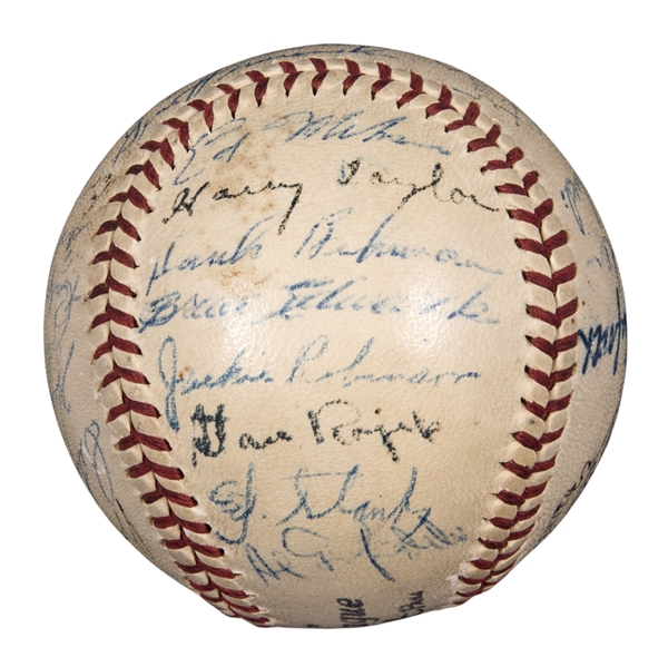 1947 National League Champion Brooklyn Dodgers Team Signed ONL Frick Baseball With 28 Signatures Including Jackie Robinson and Pee Wee Reese (Robinson First Season!) (PSA/DNA)