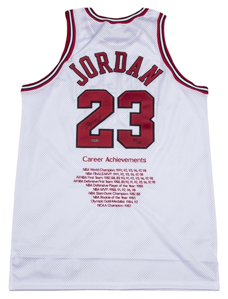 Michael Jordan Chicago Bulls Autographed White Champion Jersey