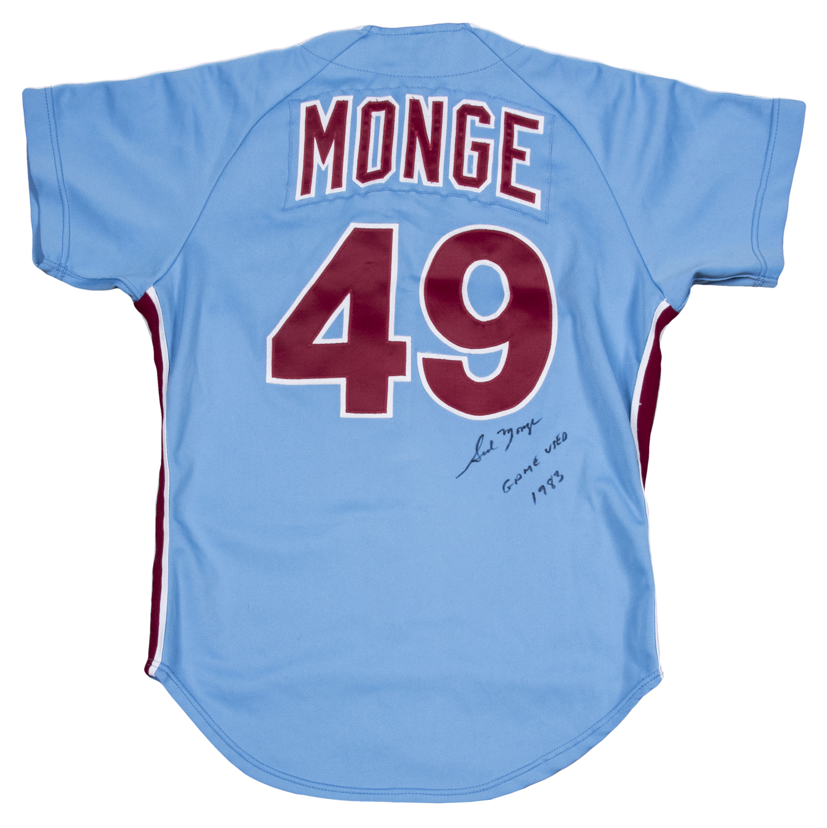 Lot Detail - 1982 Sid Monge Game Used and Signed Philadelphia Phillies Powder Blue ...