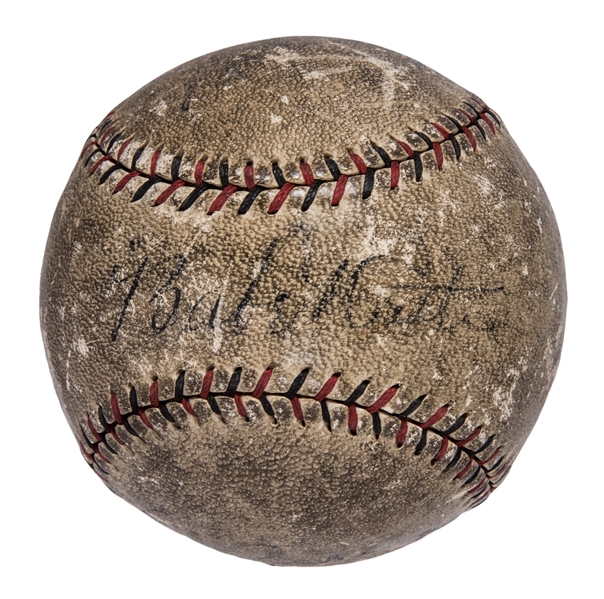 Amazing 1927 Babe Ruth Home Run Ball Signed By Babe Ruth and Lou Gehrig - Detailed History and Provenance (1920s Des Moines Tribune Article, MEARS, PSA/DNA & JSA)