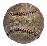 Amazing 1927 Babe Ruth Home Run Ball Signed By Babe Ruth and Lou Gehrig - Detailed History and Provenance (1920s Des Moines Tribune Article, MEARS, PSA/DNA & JSA)