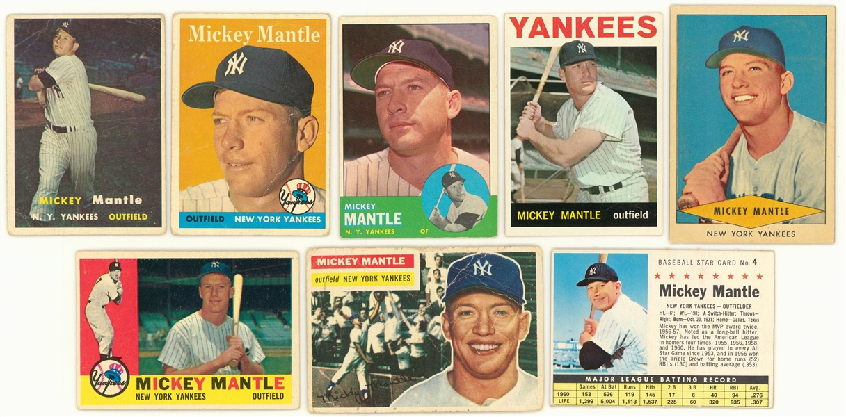 Mickey Mantle New York Yankees Assorted Baseball Cards 5 Card Lot 