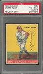 1933 Goudey #154 Jimmie Foxx Signed Card – PSA/DNA NM-MT 8 Signature!