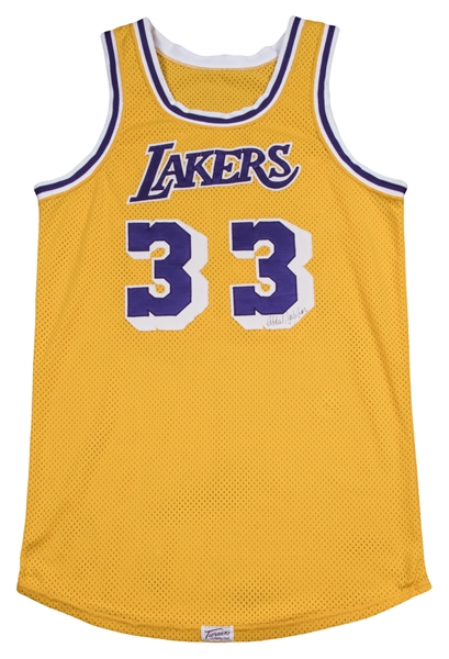 Jersey for the Milwaukee Bucks worn and signed by Kareem Abdul