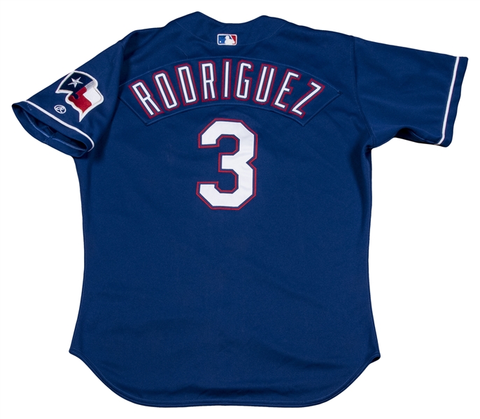 2001-03 TEXAS RANGERS RODRIGUEZ #3 MAJESTIC JERSEY (HOME) Y - Classic  American Sports