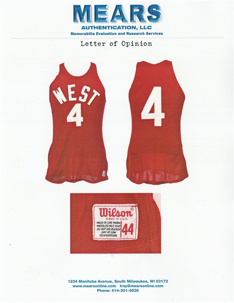 Lot Detail - 1969 Jerry Sloan Game Used NBA All-Star Game West Jersey  (MEARS A10)