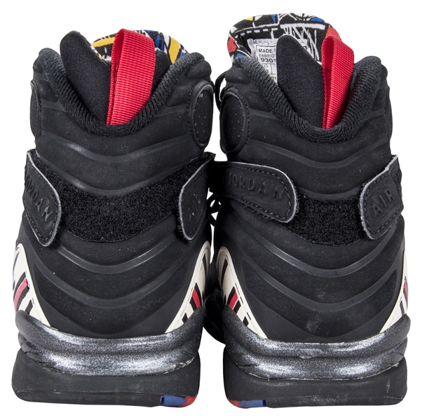 Lot Detail - 1993 Michael Jordan Chicago Bulls Nike Air Jordan 8  Playoff/Finals Game Worn Shoes (From The 3-Peat Season/Last Style Worn  Before His Retirement) MEARS LOA