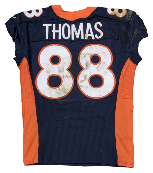 Lot Detail - 2015 Demaryius Thomas Game Used, Grass and Dirt Stained Denver  Broncos Home Jersey Used on 12/13/2015 vs Oakland Raiders (Broncos COA &  Panini)