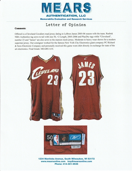 2005-06 LeBron James Game Worn Cleveland Cavaliers Jersey., Lot #81720